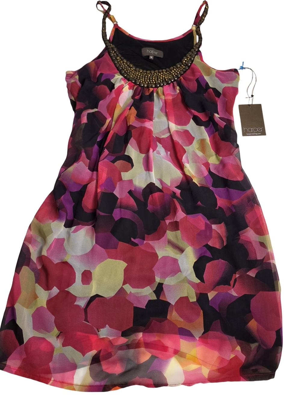 Harper Black Dress with Pink Trim